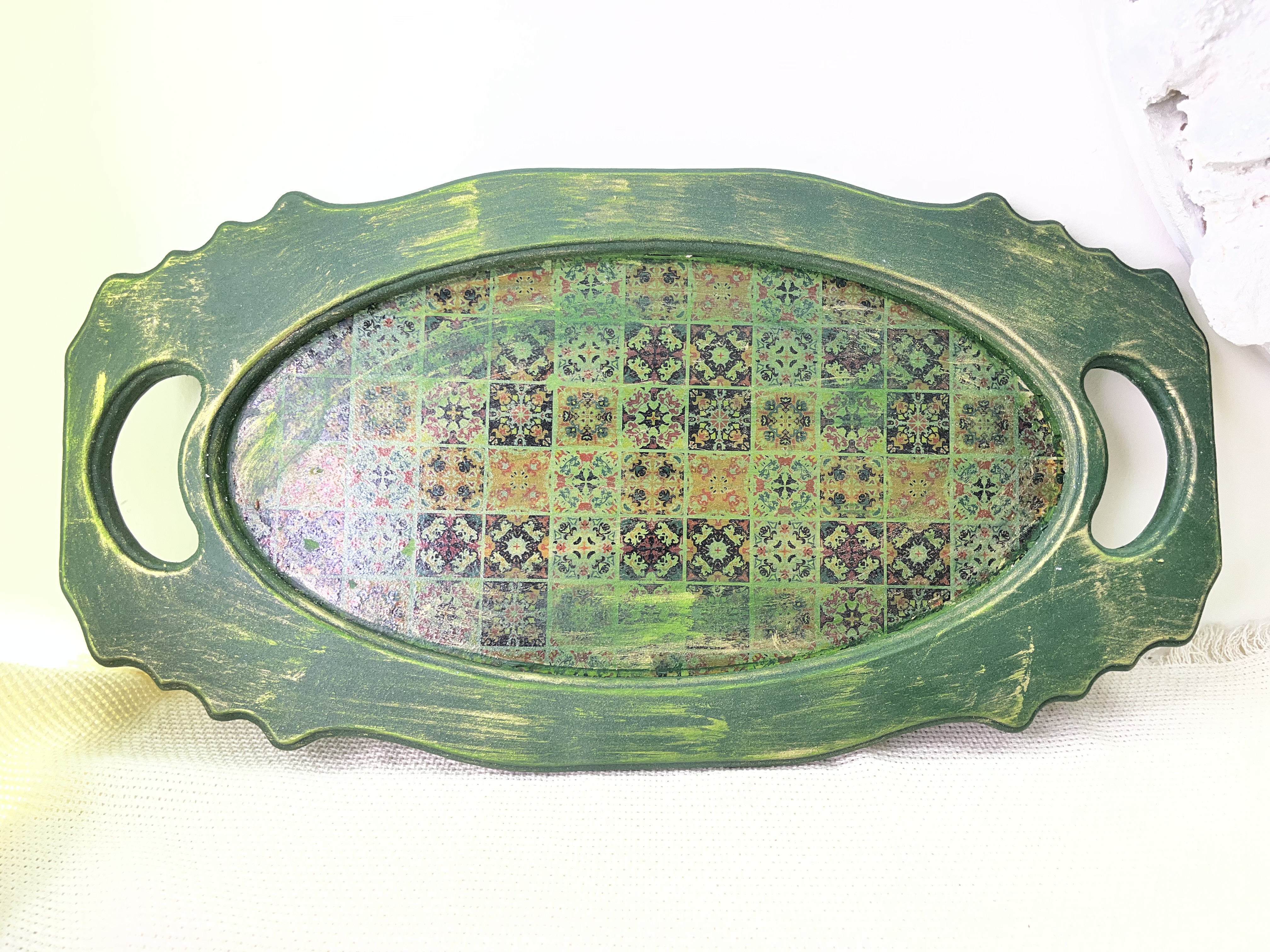 سینی دکوری دسته‌دار طرح سنتی